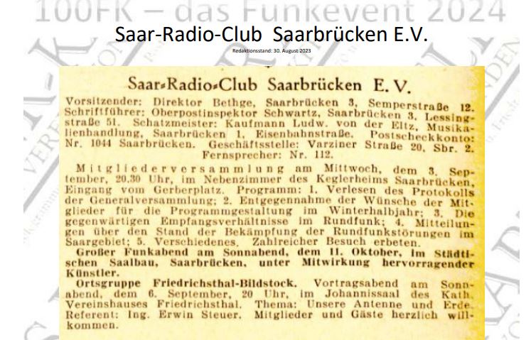 Dokumentensammlung zur Gründung des SRC Saarbrücken e.V. am 1. Dezember 1923